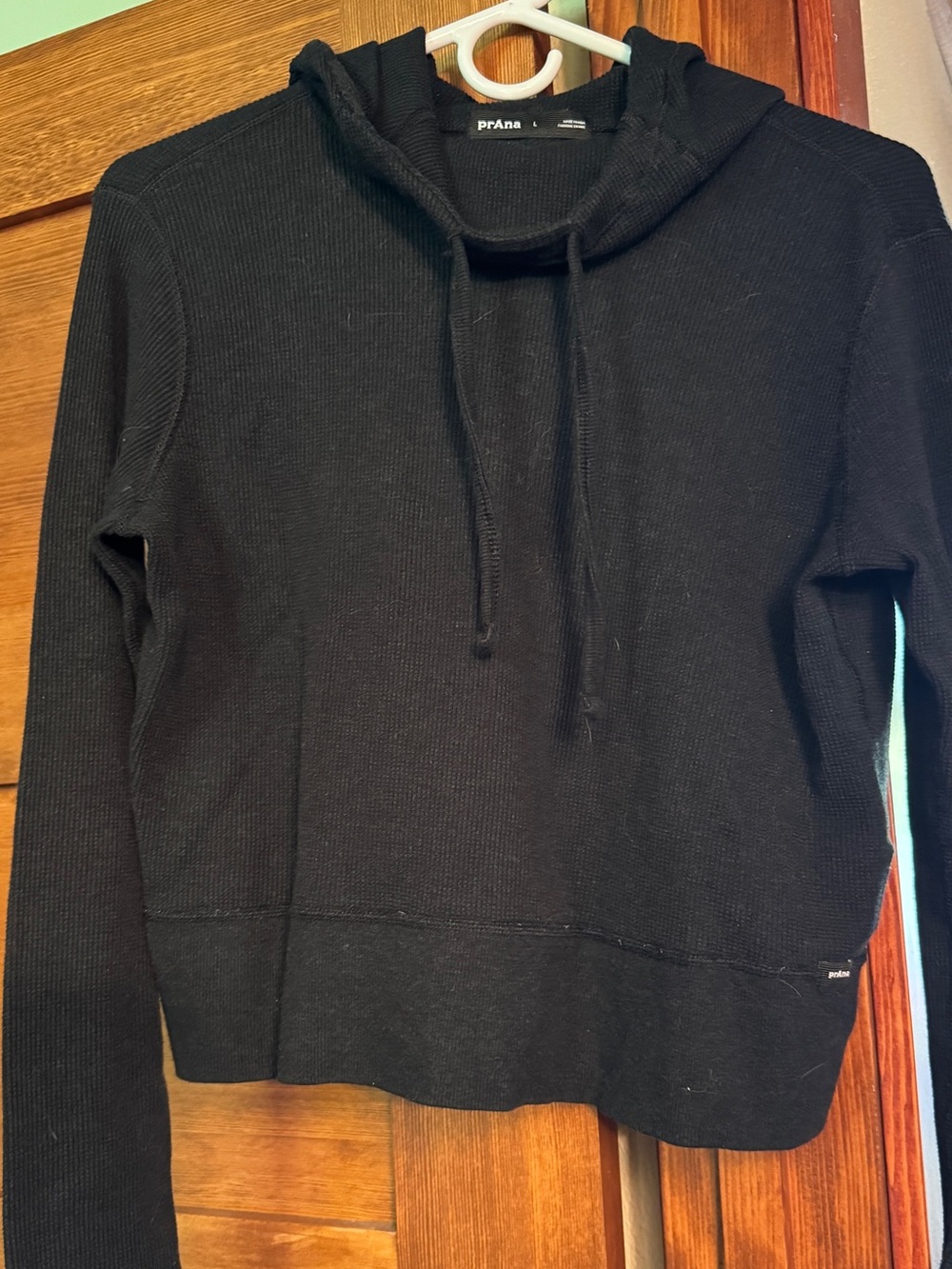 Prana Black Ribbed Pullover Hoodie